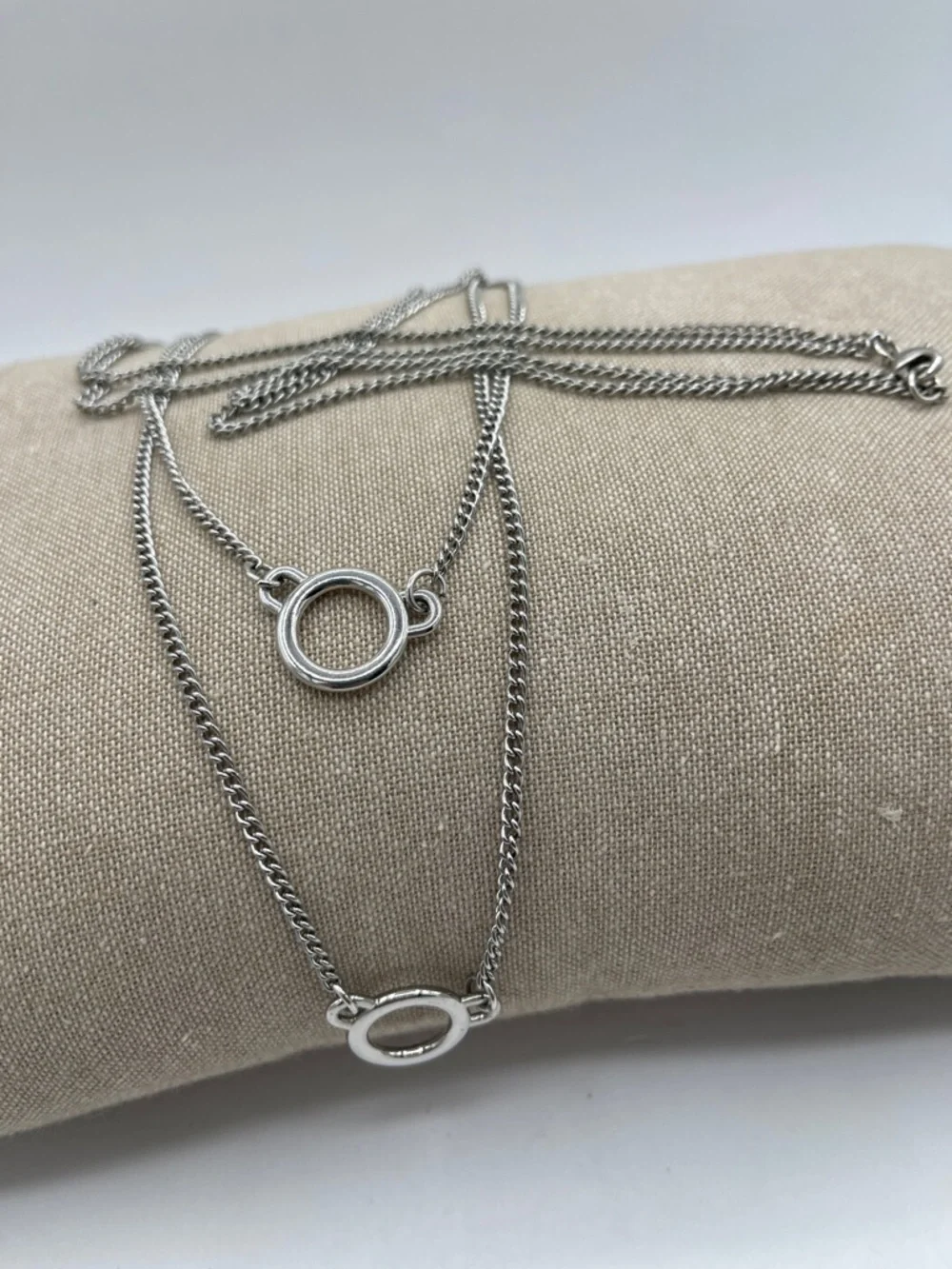 Silver Double-Layer Circle Pendant Necklace - Women Jewelry